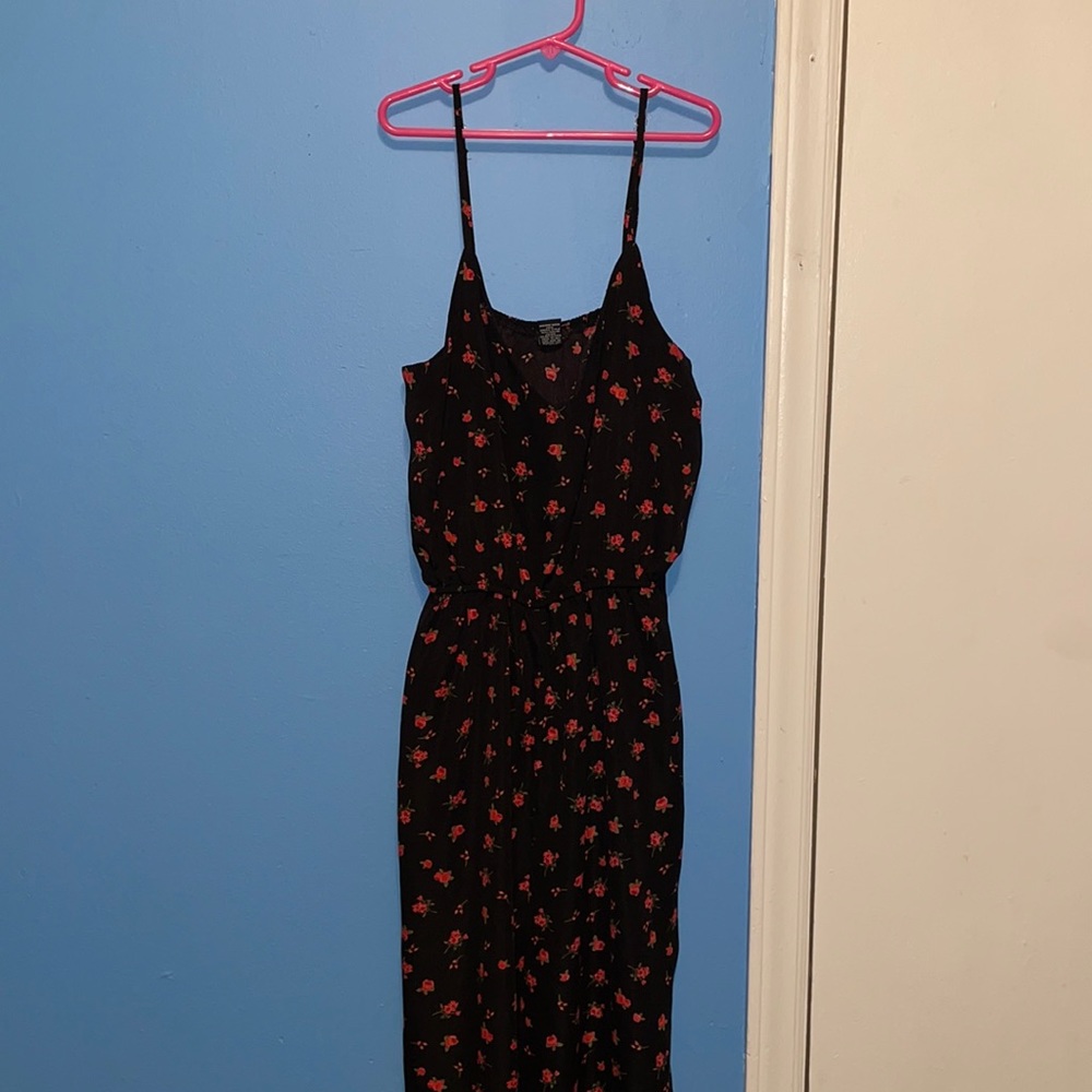 Black and Rose Design Jumpsuit